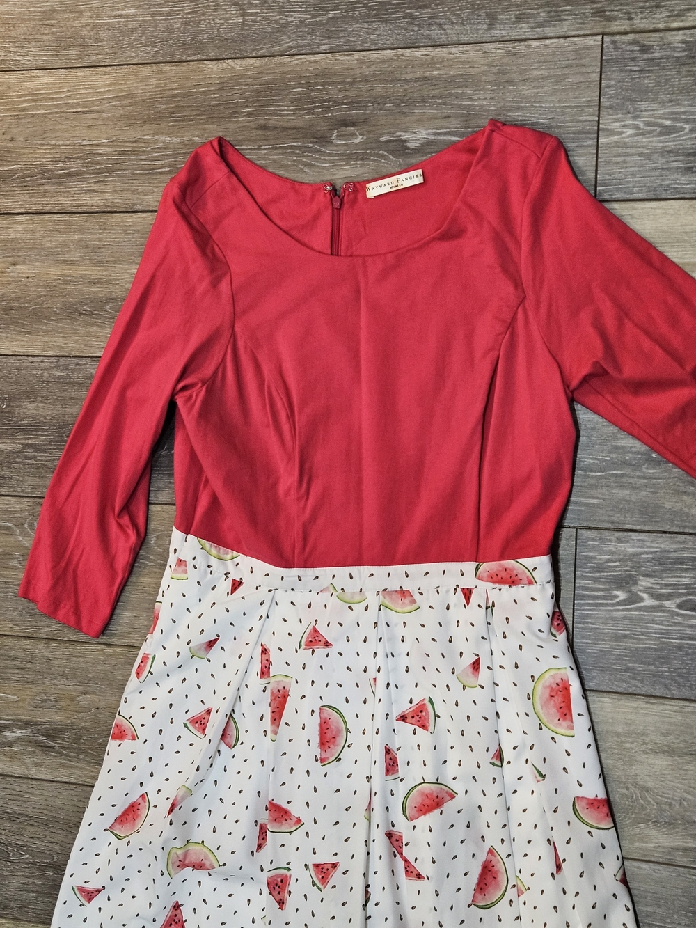 Eshakti Red Dress with Watermelon Print Maxi Skirt Size Large - Picture 3 of 8